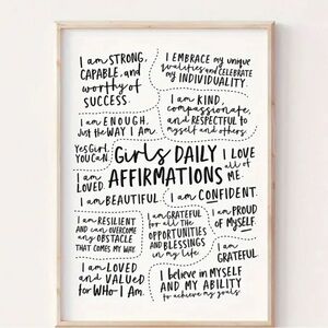 Girls Affirmation Positivity Quotes Gift No Framed 💗💗💗 New 16x24
